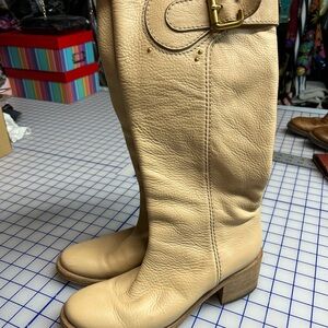 Women's Chloe Cream Leather Knee-High Boots